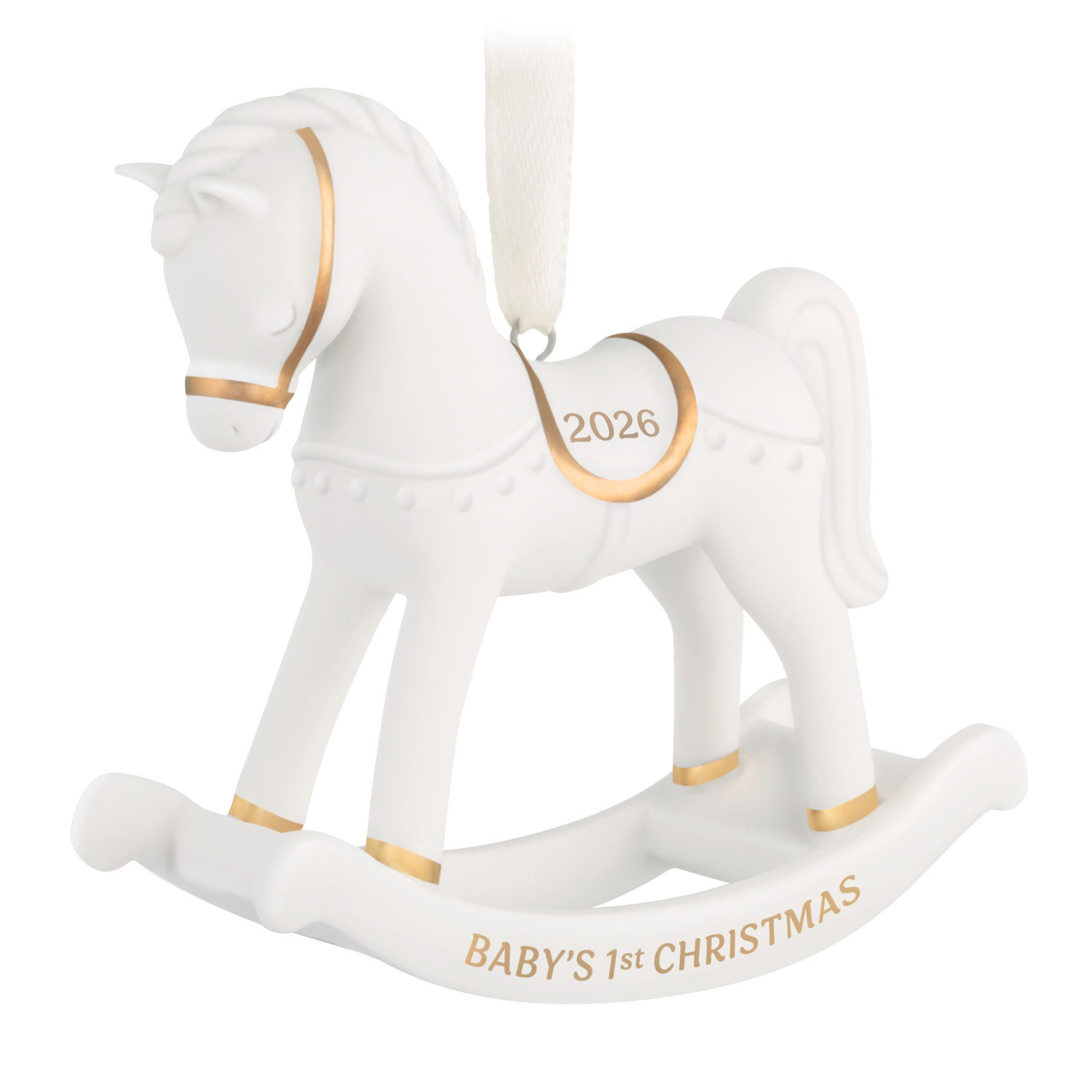 Baby’s First Christmas Rocking Horse 2026 Porcelain Ornament