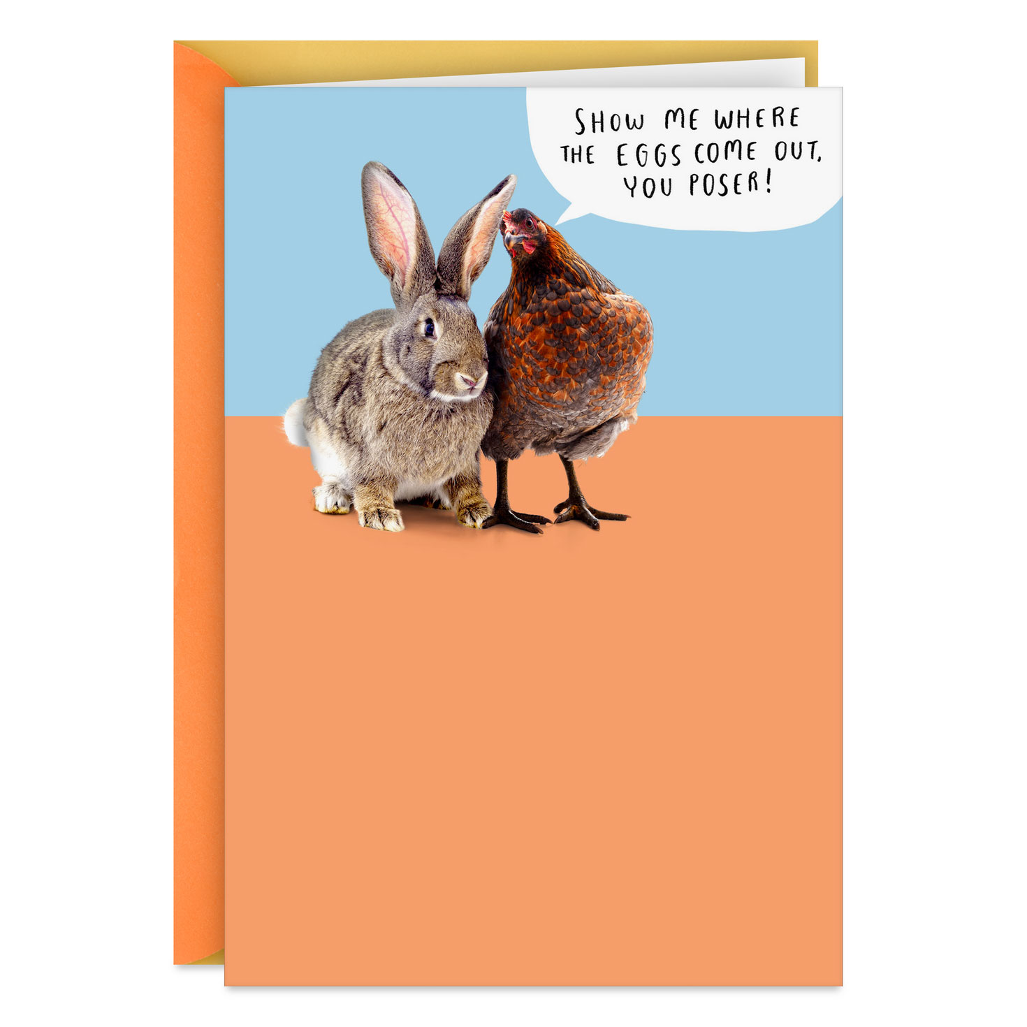 Chicken and Bunny No Butts About It Funny Easter Card