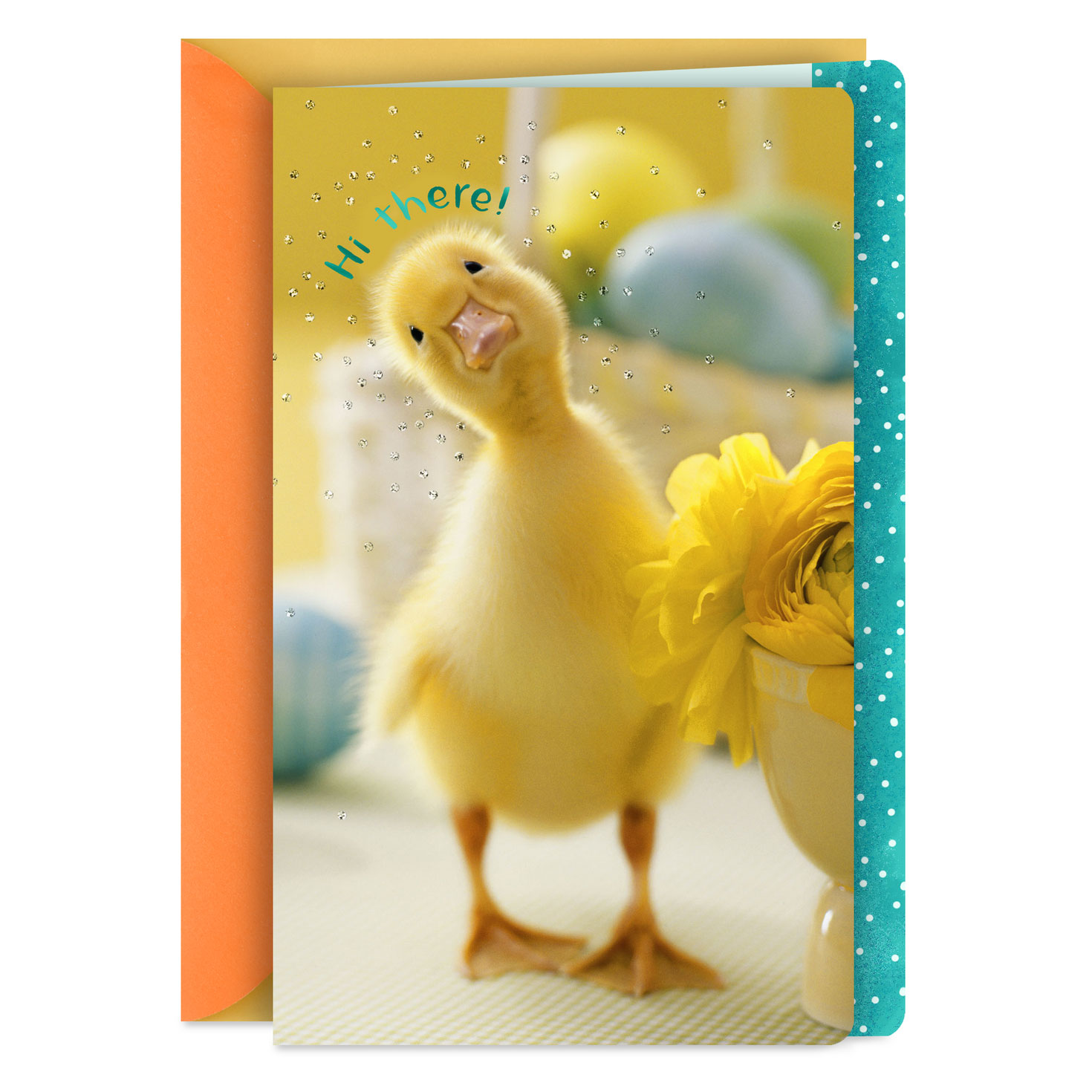 A Happy Hello Yellow Duckling Easter Card