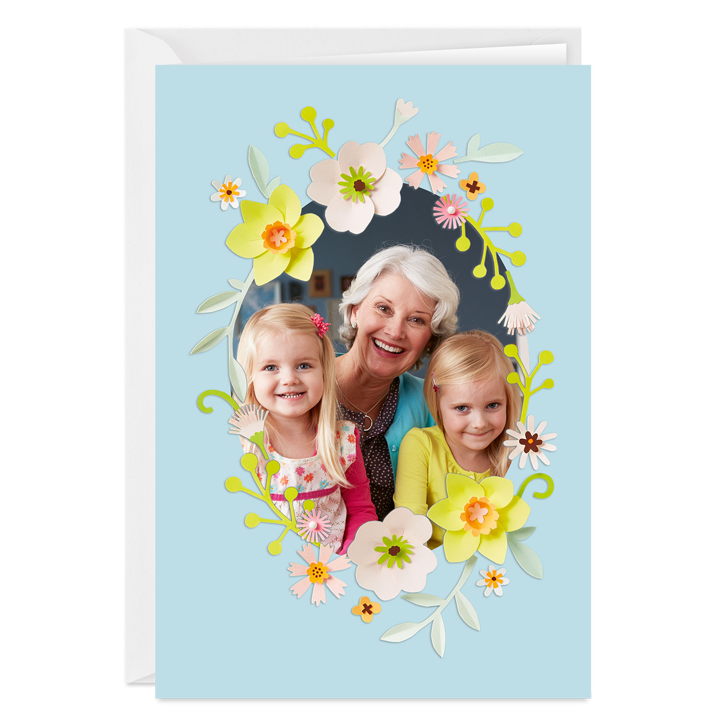 Floral Oval Frame Custom Easter Card