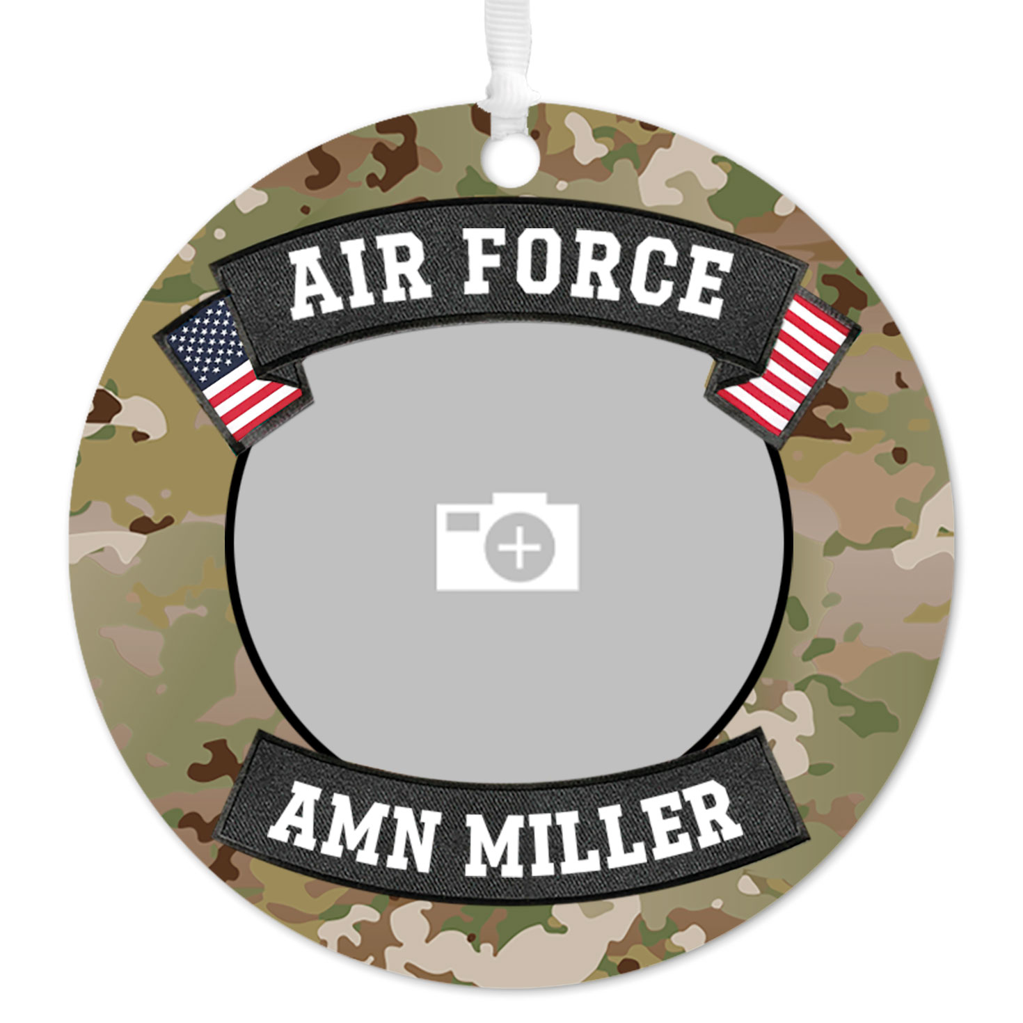 Air Force Metal Personalized Ornament, Custom Photo and Text