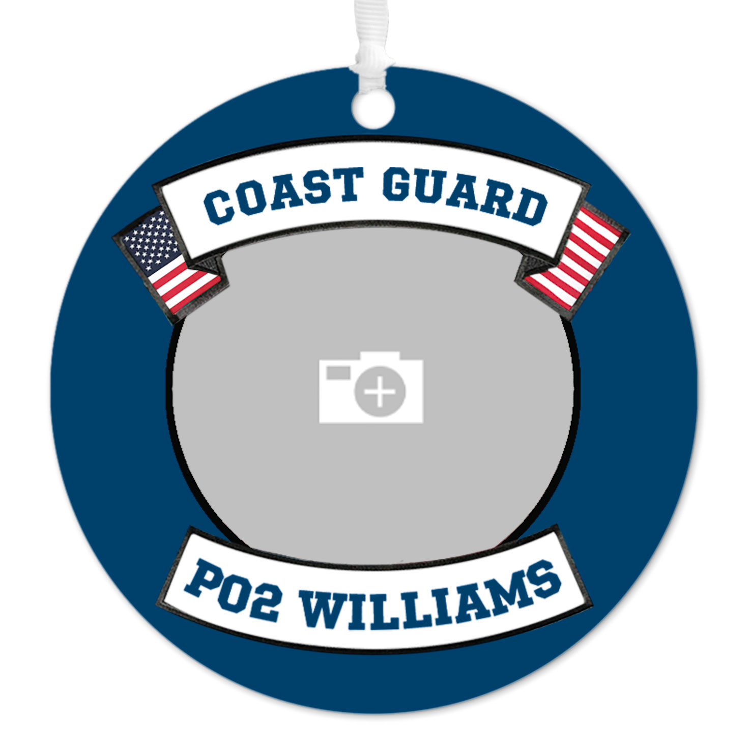 Coast Guard Metal Personalized Ornament, Custom Photo and Text