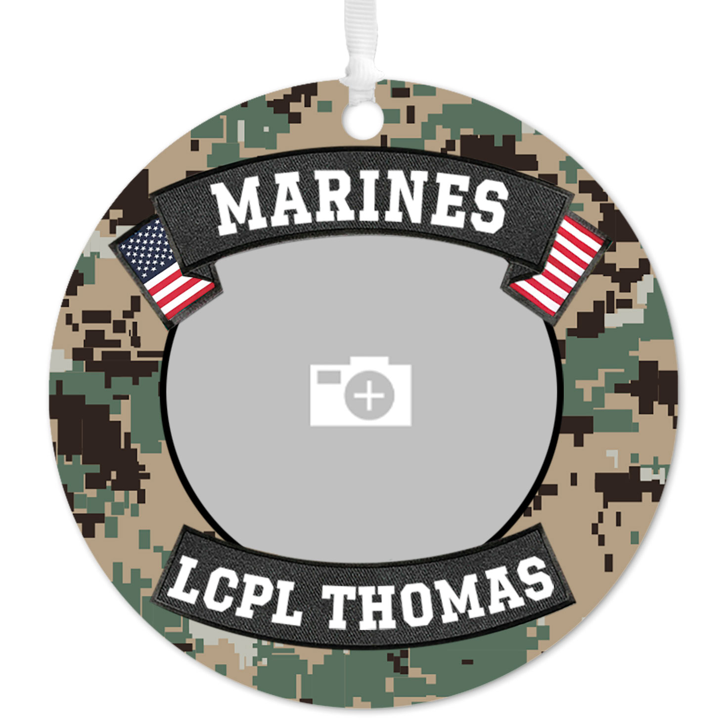 Marines Metal Personalized Ornament, Custom Photo and Text