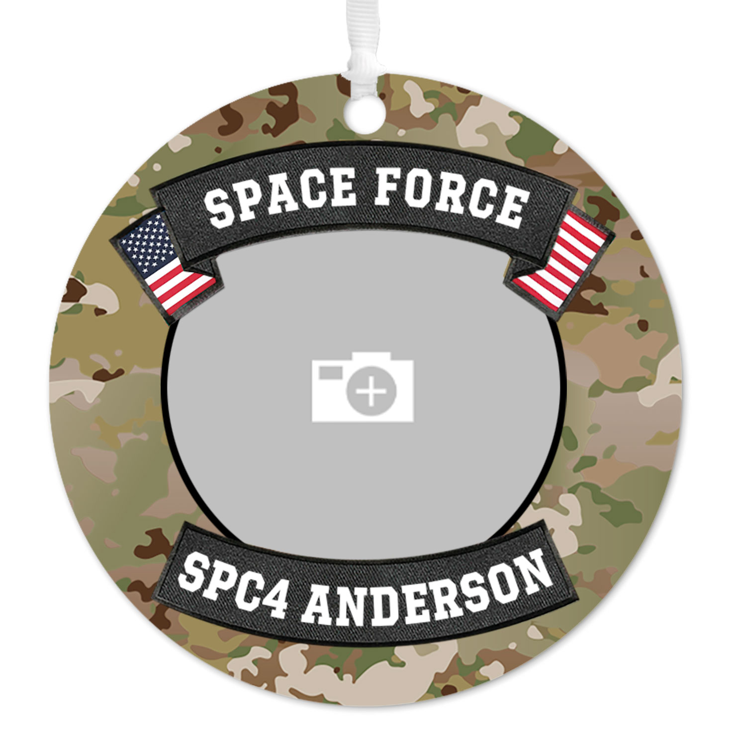 Space Force Metal Personalized Ornament, Custom Photo and Text